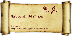 Mattoni János névjegykártya